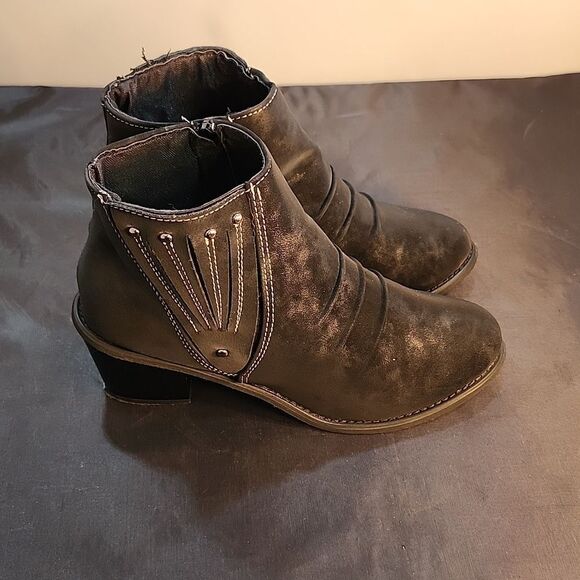 ROCKOMI WOMENS ANKLE  COMFORT CHUNKY HEEL ANKLE with ZIPPER BOOTIE - Picture 6 of 14